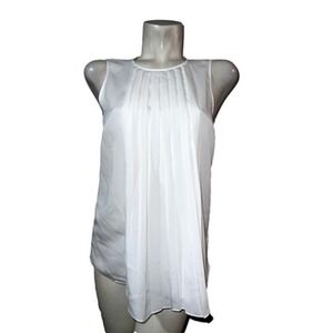 Michael Kors Top White Pleated Sleeveless Chiffon Blouse Tank Women's Size Small
